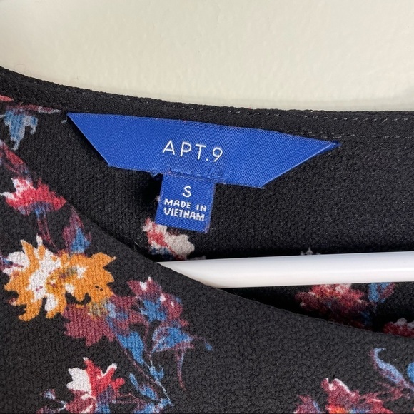 Apt.9 floral black double bell sleeves blouse delicate wrap autumn statement top - Picture 5 of 5